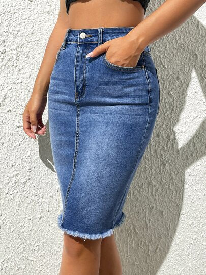 Lucille | Classy Unbewerkte Zoom Denim Rok