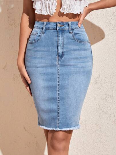 Lucille | Classy Unbewerkte Zoom Denim Rok