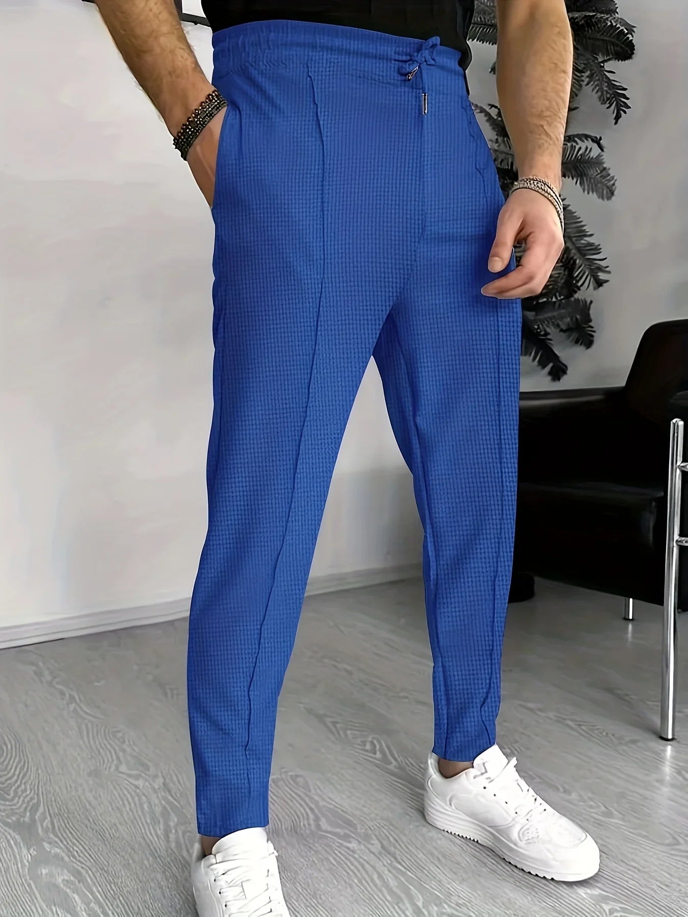 Boris | Stijlvolle geruite slim-fit broek