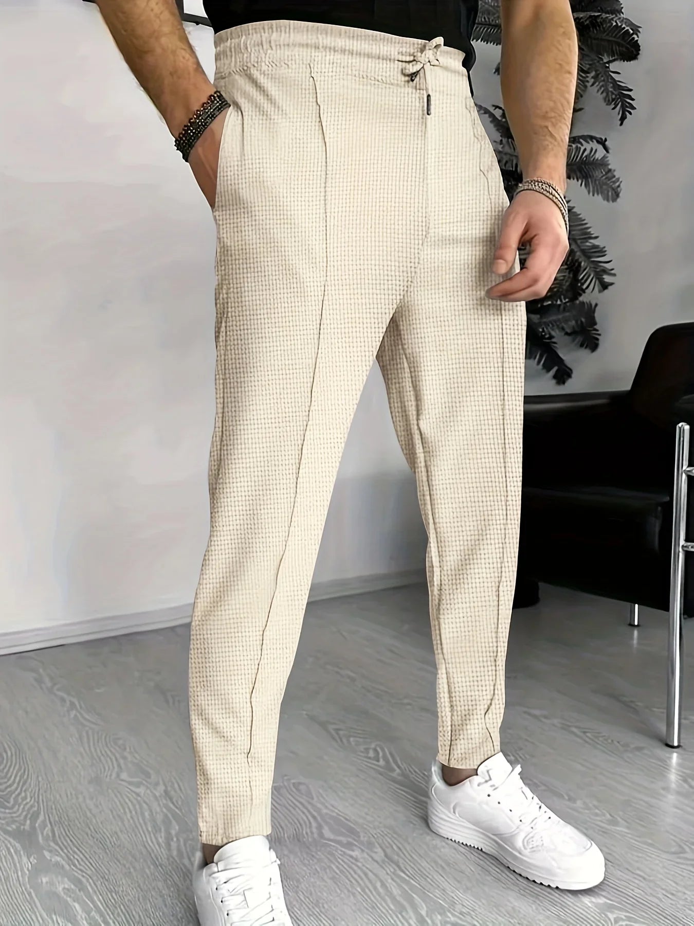 Boris | Stijlvolle geruite slim-fit broek