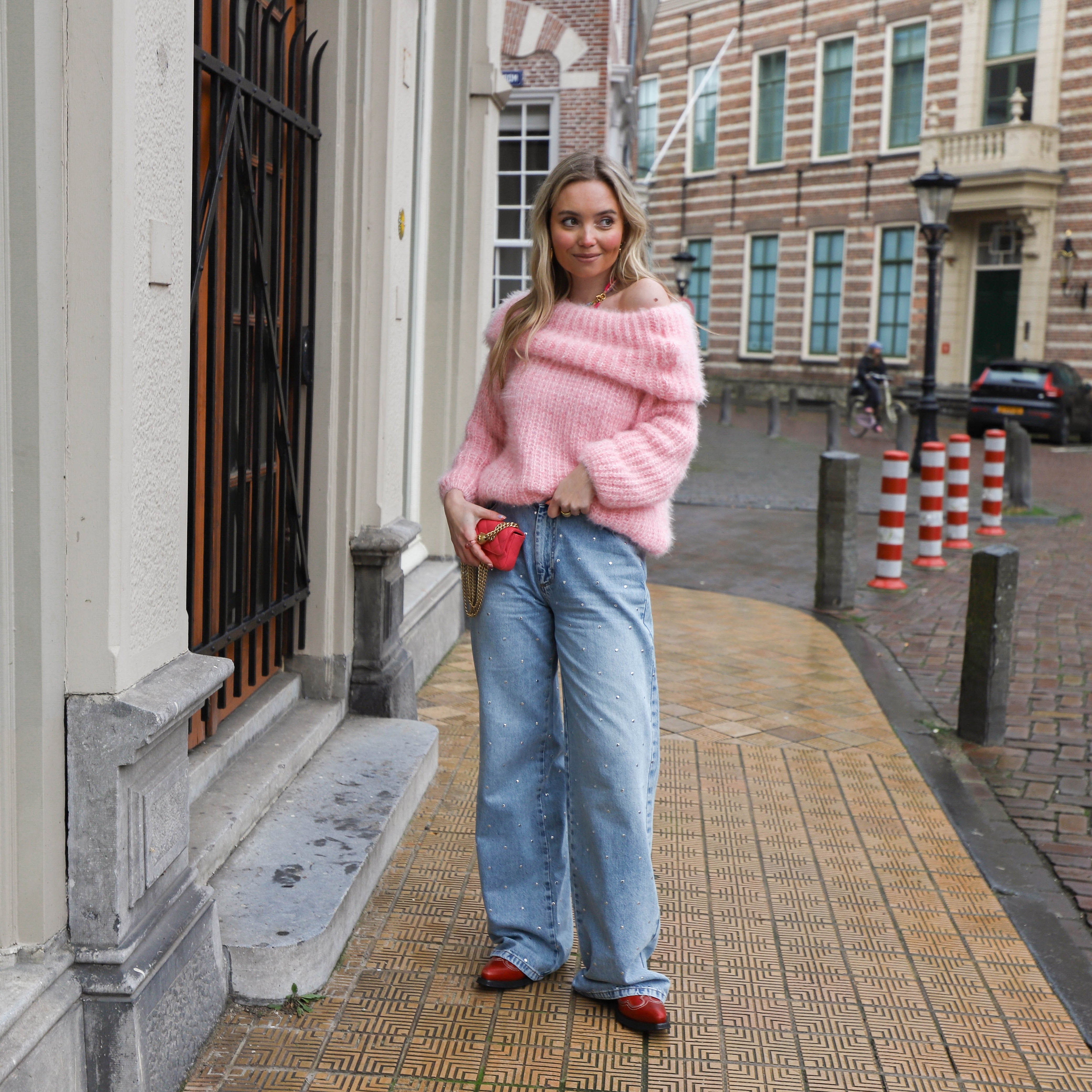 Sofie | Off-shoulder Effen gebreide trui