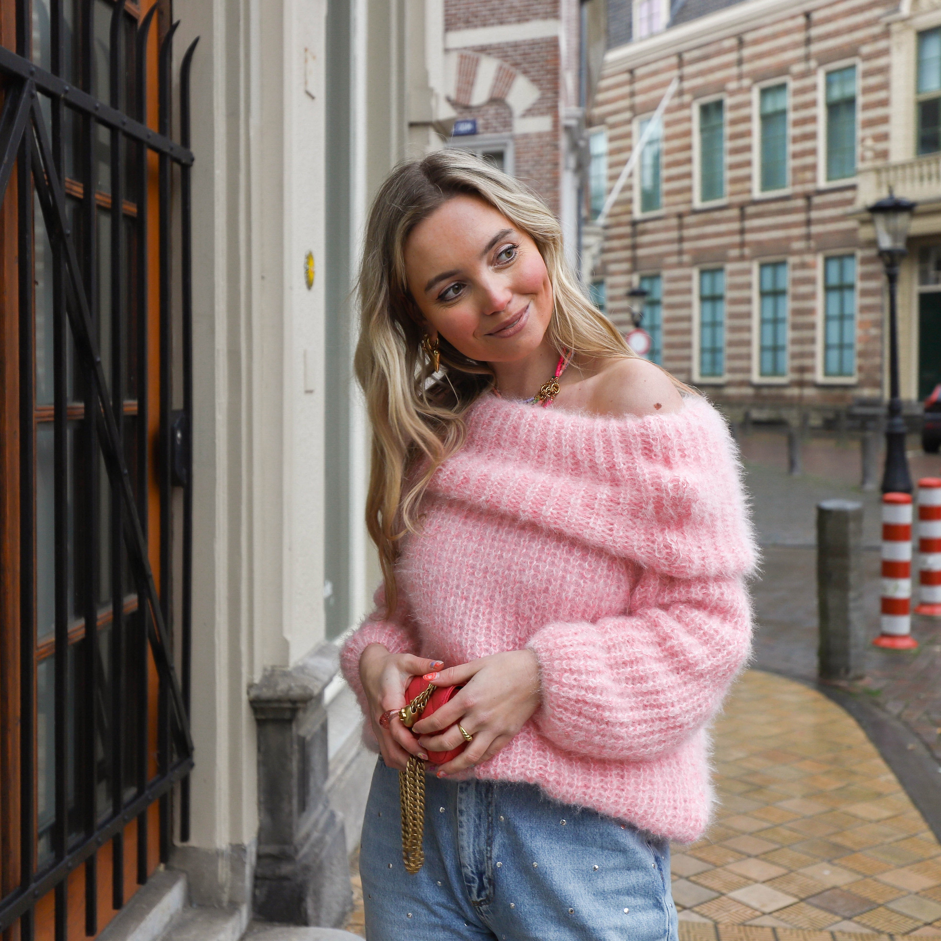 Sofie | Off-shoulder Effen gebreide trui