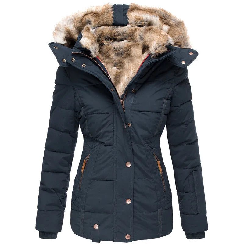 Chameli | Trendy met bont gevoerde winterjas voor dames