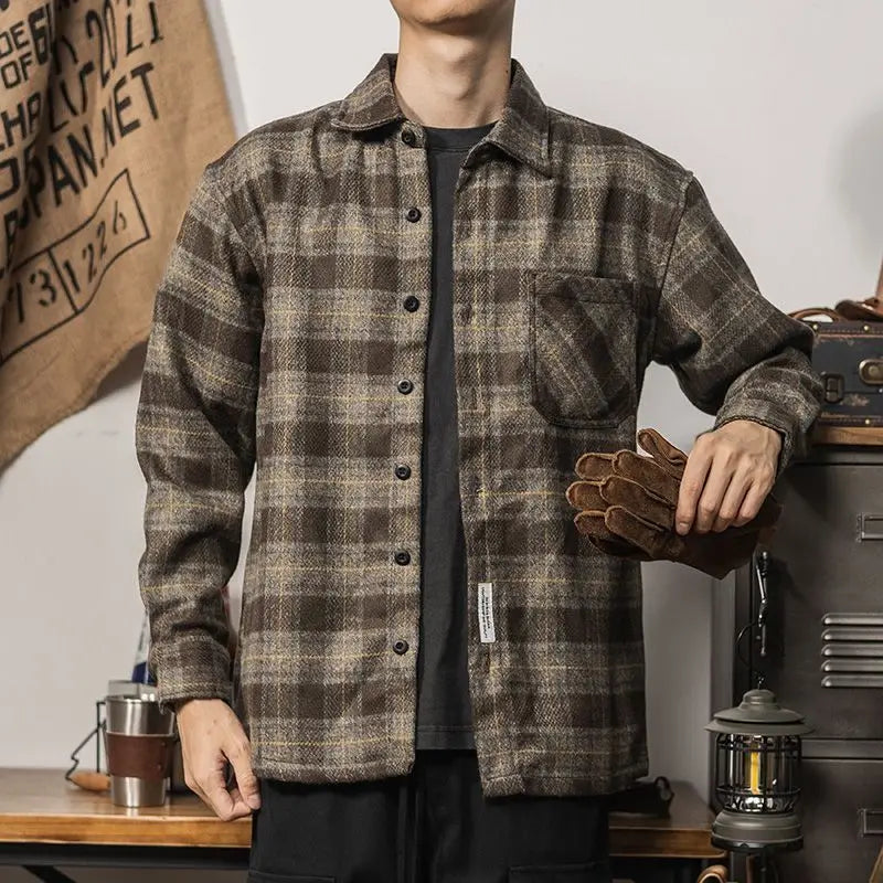 Jesse |  Retro Mannen Shirt Plaid Jassen