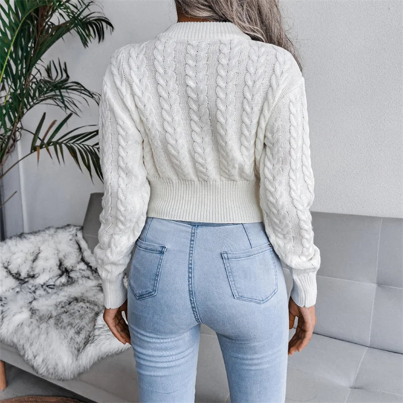 Onni | Trendy gedraaide gebreide dames sweater