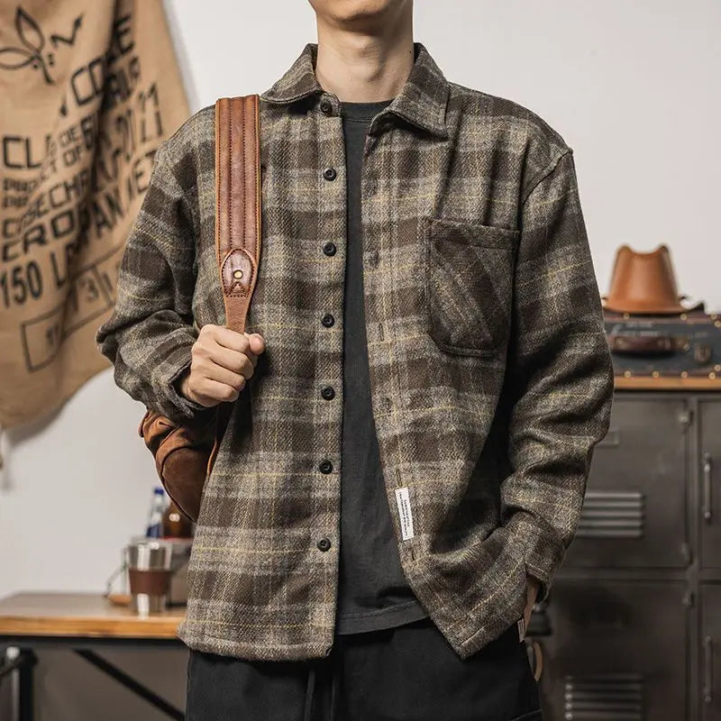 Jesse |  Retro Mannen Shirt Plaid Jassen