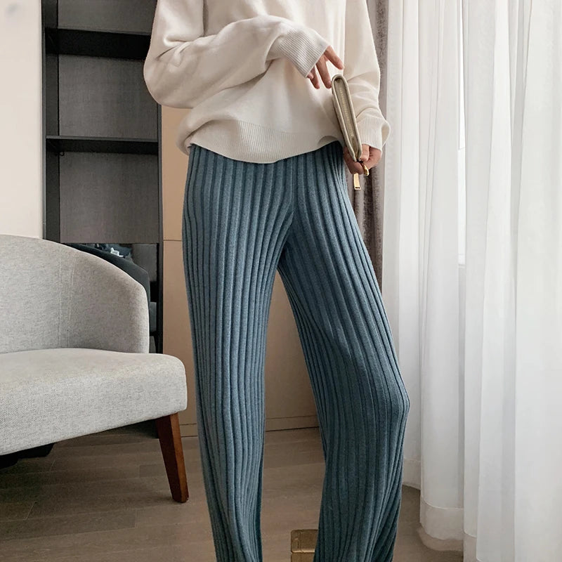 Bronte | Trendy dik gebreide flared pants