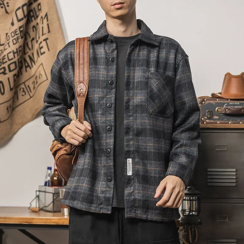 Jesse |  Retro Mannen Shirt Plaid Jassen