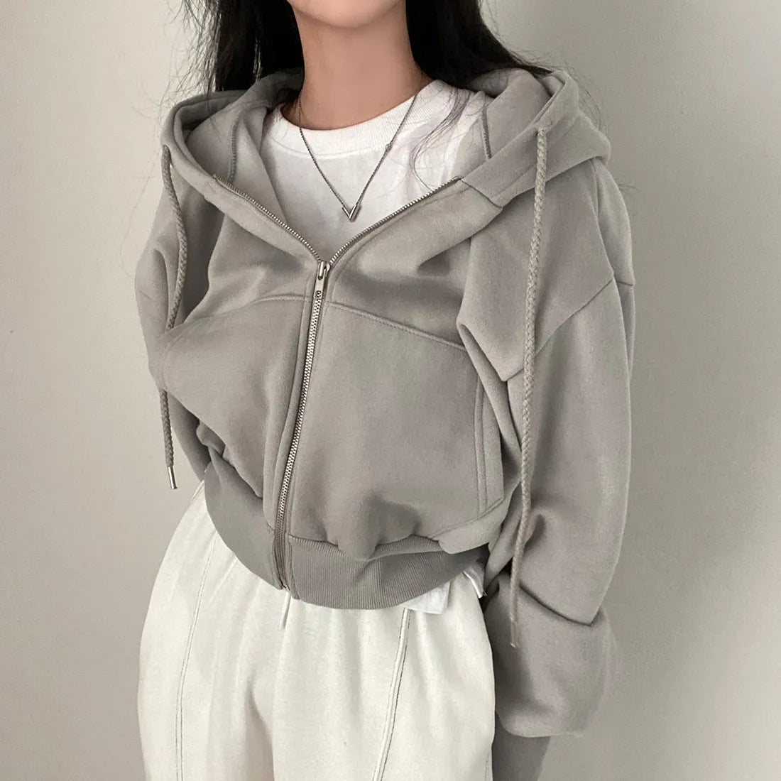 Marine | Trendy oversized hoodie met rits voor dames