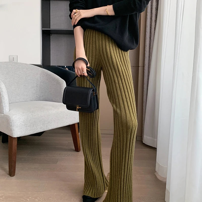 Bronte | Trendy dik gebreide flared pants