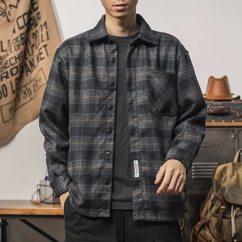 Jesse |  Retro Mannen Shirt Plaid Jassen