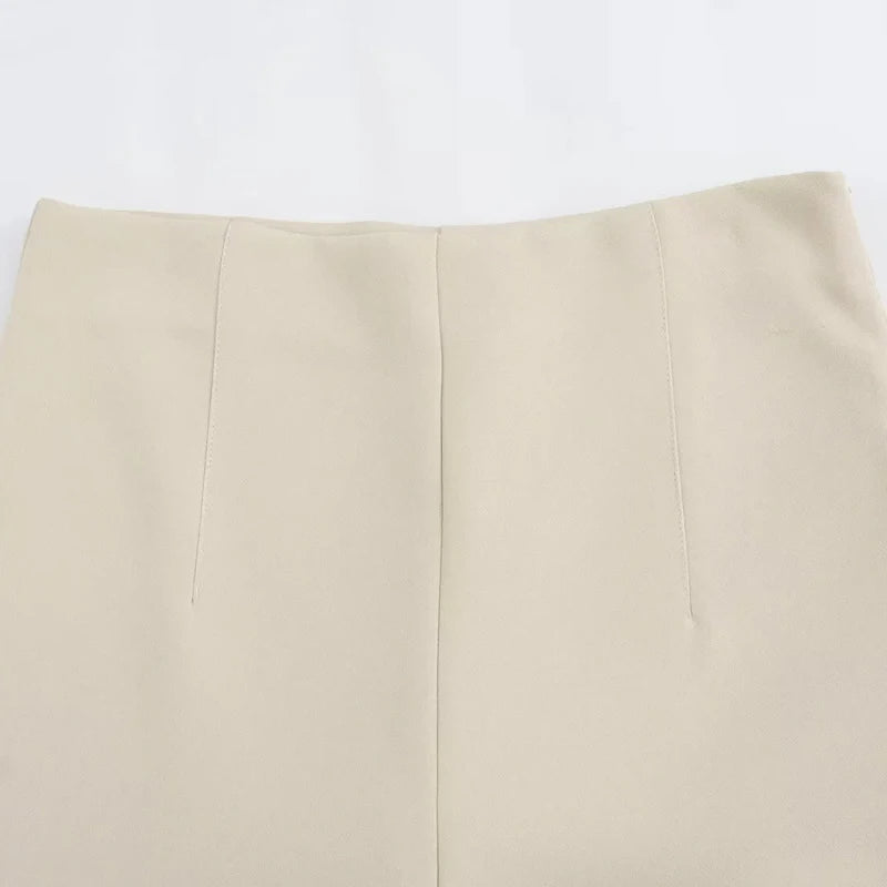 Onni | Beige dames broek met wijde pijpen