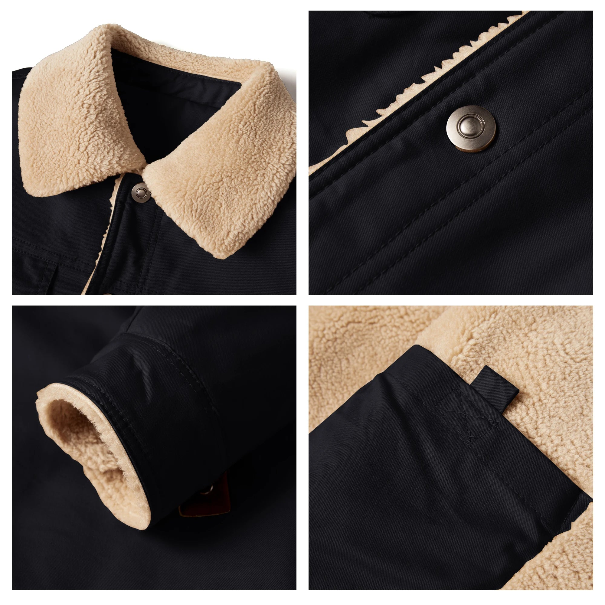 Piers | Herfst Winter Herenjas Casual Warm Fleece Zwart