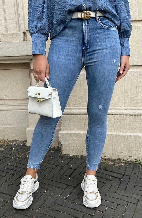 Ada | Skinny Jeans Hoge Taille Beschadigd Lichtblauw voor dames