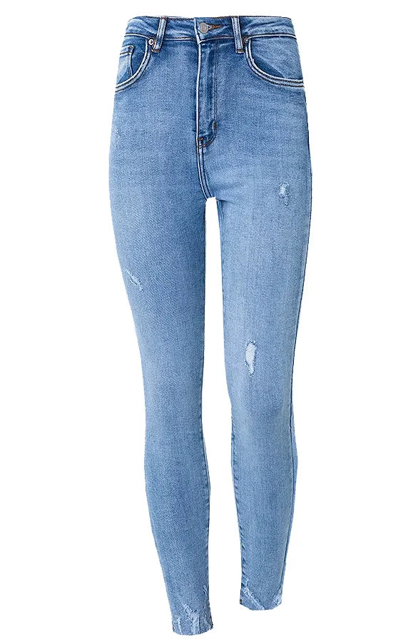 Ada | Skinny Jeans Hoge Taille Beschadigd Lichtblauw voor dames