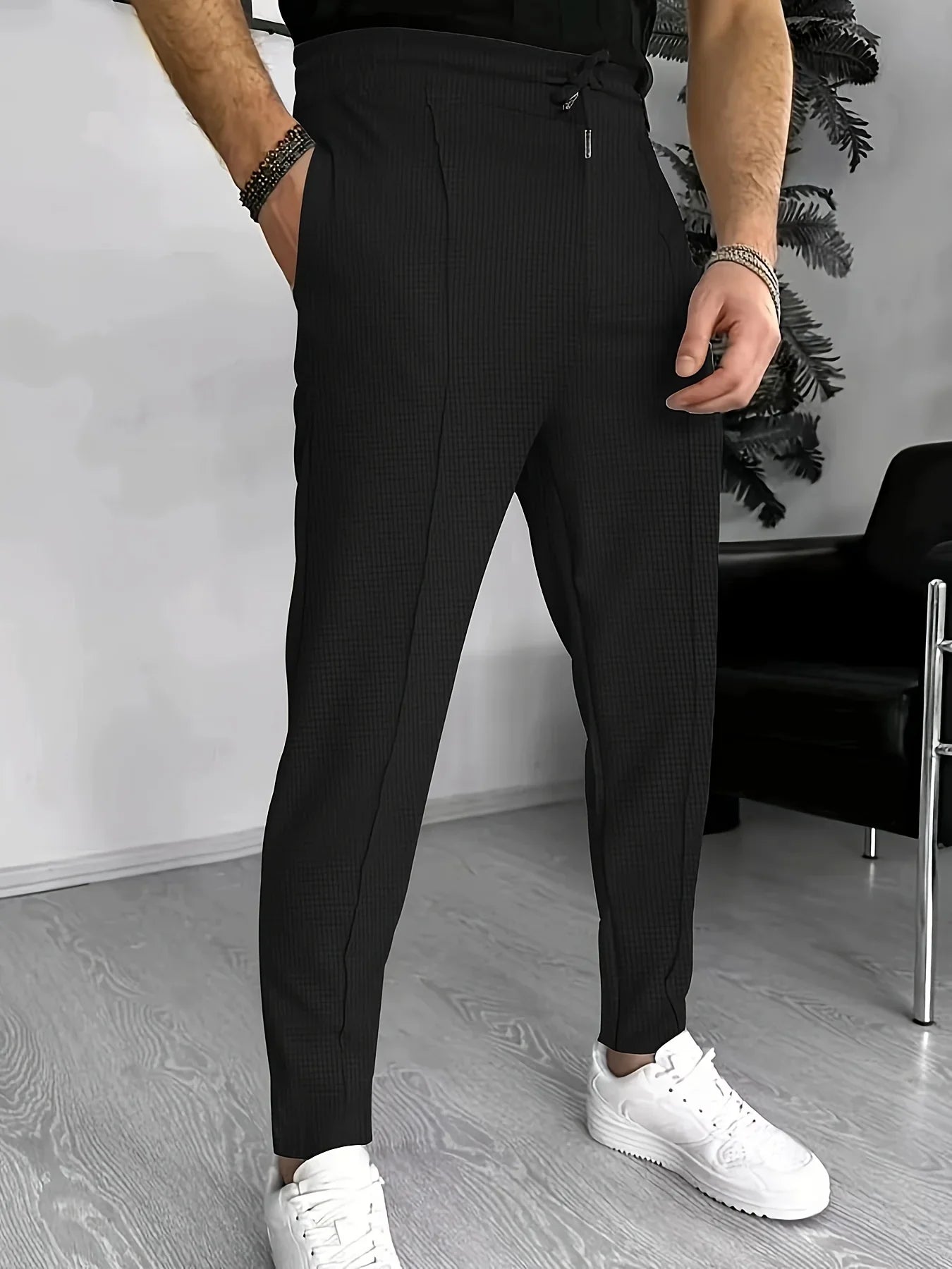 Boris | Stijlvolle geruite slim-fit broek