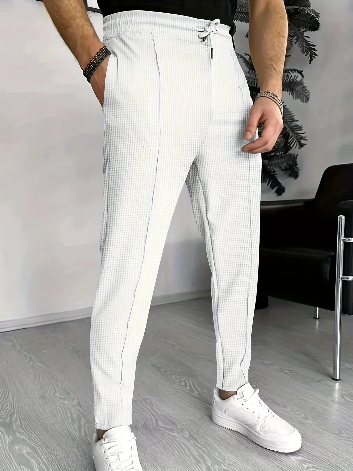 Boris | Stijlvolle geruite slim-fit broek