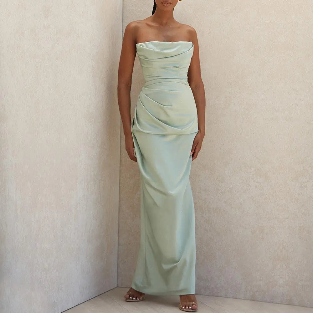 Onni | Klassieke Strapless Satijnen Maxi-jurk